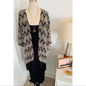 Black and White Printed Sheer Kimono